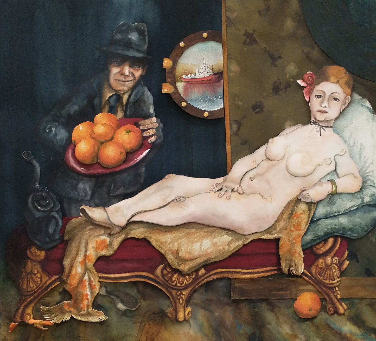 Suzanne as Olympia (after Leonard Cohen and Édouard Manet)